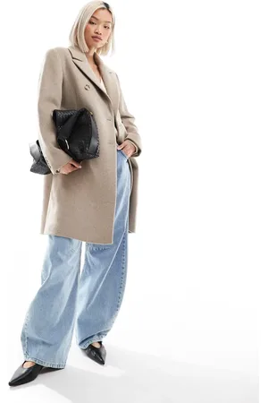 French Connection Smart tailored felt coat in beige