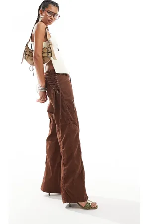 The Kript Carver cargo pants with adjustable drawstring waist and a lace up panel back in