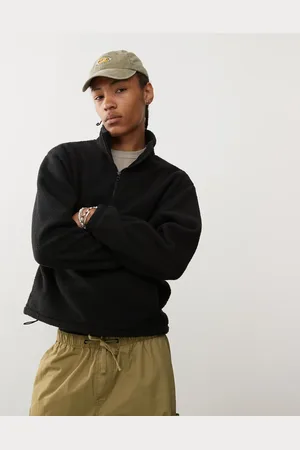 Weekday Travis half zip borg fleece sweatshirt in
