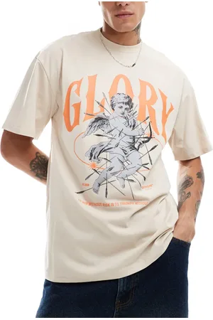 Sixth June Glory angel printed oversized t-shirt in beige