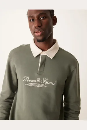 MANGO Collegiate detail polo neck sweatshirt in