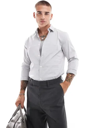 ASOS Slim shirt in white and micro check