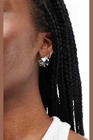 ASOS Hoop earrings with puff star detail in tone