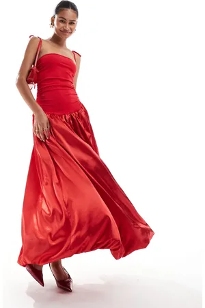 Amy Lynn Alexa shoulder tie maxi dress in satin