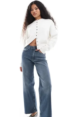ONLY Juicy high waist wide leg jeans in blue