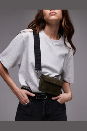 AllSaints Zoe leather crossbody bag in khaki