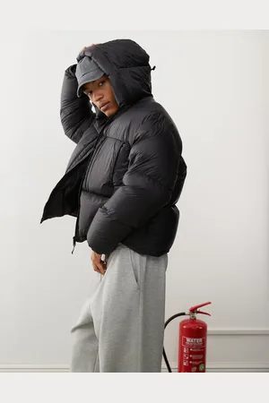 Weekday Down hooded puffer coat with zip pockets in