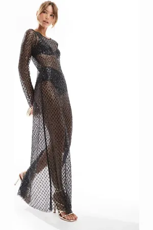 ONLY Open knit sequin maxi dress in