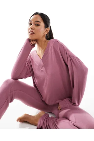Cotton On Cotton On lounge super soft v neck sweatshirt in washed berry