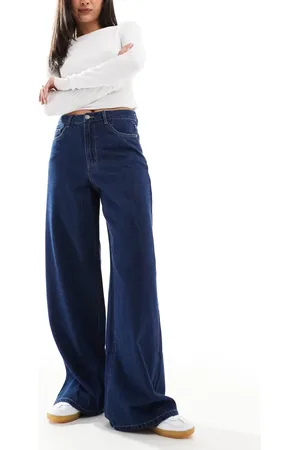 Object Denim wide leg jeans in dark wash