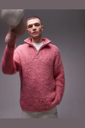 Topman Fluffy knitted 1/4 zip in