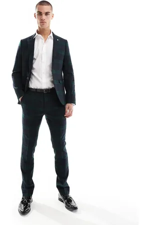 Twisted Tailor Suit trousers in green and navy check co-ord