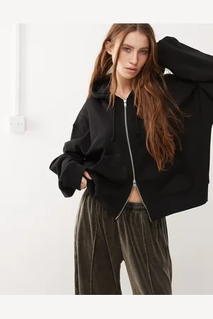 Weekday Essence boxy zip thru hoodie in