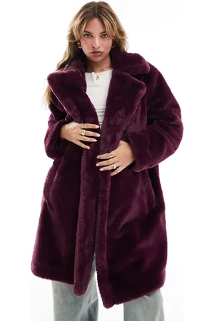French Connection Faux fur coat in oxblood