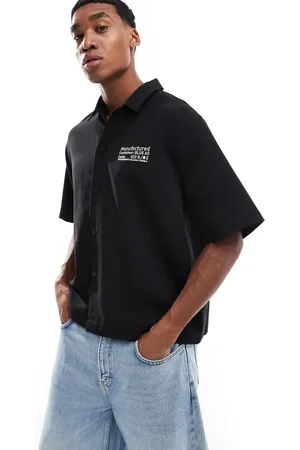 Bershka Back graphic zip through shirt in