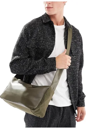 ASOS Soft cross body bag in faux leather and nylon in khaki