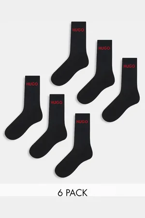 HUGO BOSS HUGO Bodywear 6 pack ribbed logo socks in