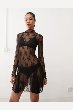 COLLUSION Seam detail sheer delicate lace dress