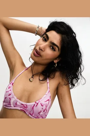 Weekday Jet halter bikini top in ripple print exclusive to ASOS