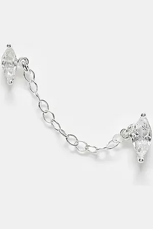 Kingsley Ryan Double crystal and chain stud earrings in sterling
