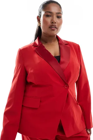 ASOS Curve nipped waist tux blazer co-ord in
