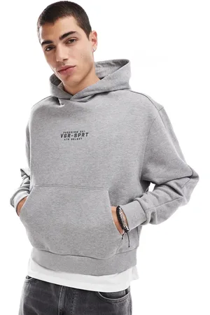 ASOS Heavyweight oversized hoodie with sporty front print in marl