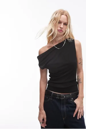 Topshop Asymmetric knot shoulder top in