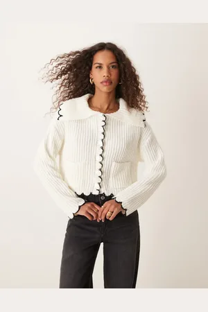 Miss Selfridge Blanket stitch cardigan with big collar detail