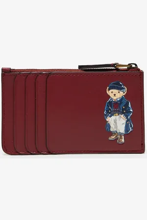 Ralph Lauren Card holder with bear logo in dark