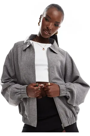 Kaiia Pocket detail oversized tailored bomber jacket in