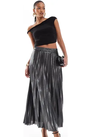 ONLY Pleated maxi skirt in metallic