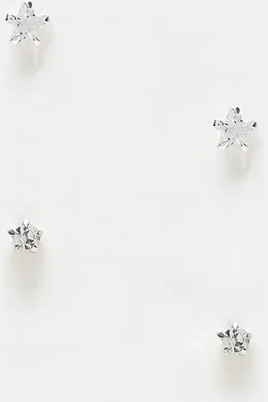 Kingsley Ryan Crystal star pack of 2 stud earrings in sterling