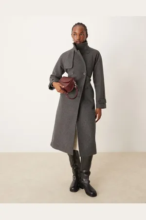 New Look Tie waist funnel neck coat in