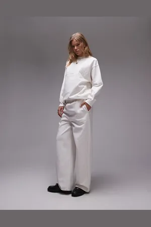 Topshop Co-ord graphic Stockholm straight leg jogger in ecru