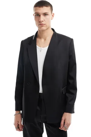 Viggo Asymmetric oversized suit jacket in high shine