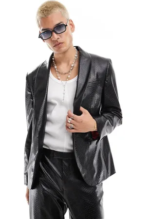 Twisted Tailor Faux leather slim suit jacket in co-ord