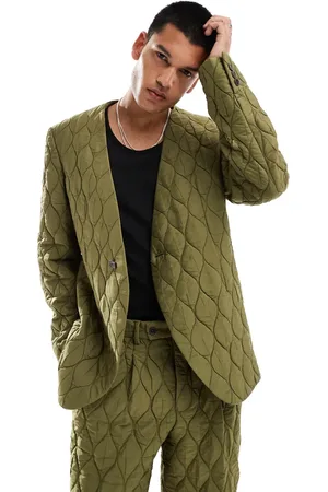 Viggo Casual oversized suit jacket in quilted khaki co-ord