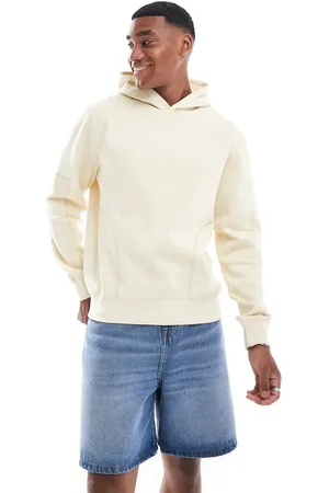 Threadbare Hoodie with seam detail in off