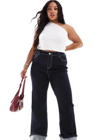 Yours Turn up wide leg jeans in indigo