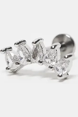 Kingsley Ryan Crystal labret piercing earring in sterling