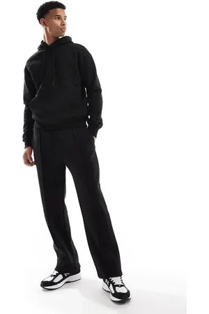 Bershka Jersey hoodie and wide leg jogger in