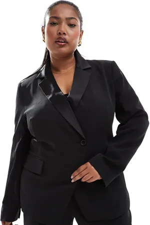 ASOS Curve nipped waist tux blazer co-ord in