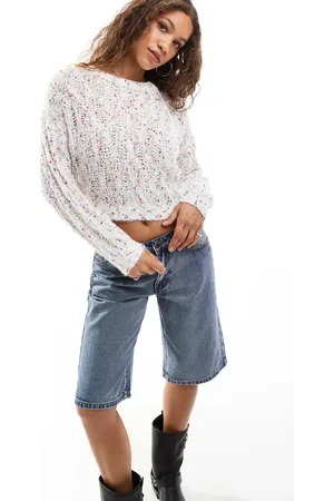 Daisy Street Cream multi marl loose knitted crop jumper