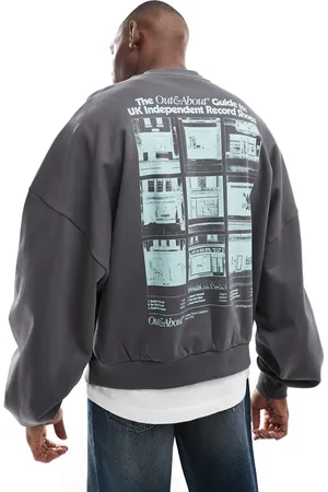 ASOS Extreme oversized crew with record store print in