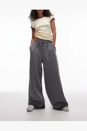 Topshop Premium turn back wide leg jogger in marl