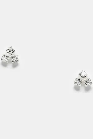 Kingsley Ryan 3 crystal cluster stud earrings in sterling