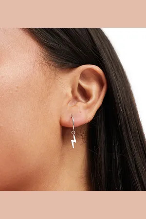 Kingsley Ryan Lightening charm hoop earrings in sterling