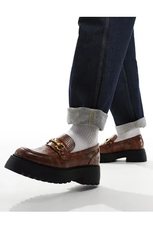 ASOS Chunky loafers in faux croc with snaffle