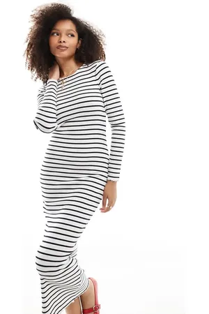 Miss Selfridge Long sleeve midi dress in stripe