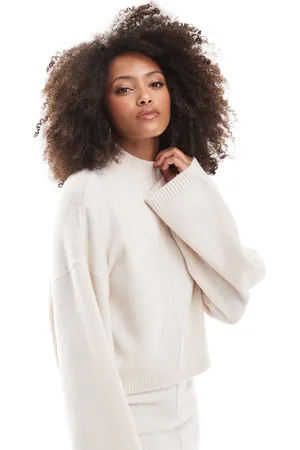 Miss Selfridge Seam detail funnel neck jumper in oatmeal